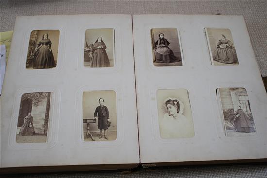A Victorian photograph album containing 224 cabinet photographs of military figures, politicians, dignitaries, etc., qto, green moroc